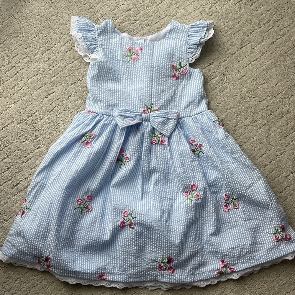 EUC. Rare editions gingham dress with pink flower embroidery. Girls size 6.
